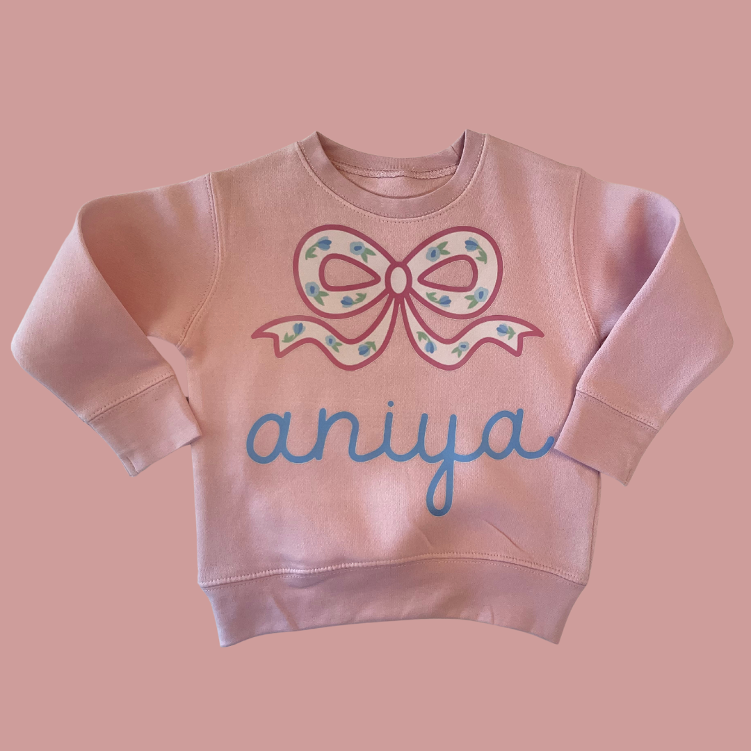 Floral Bow Personalized Sweatshirt or Tee